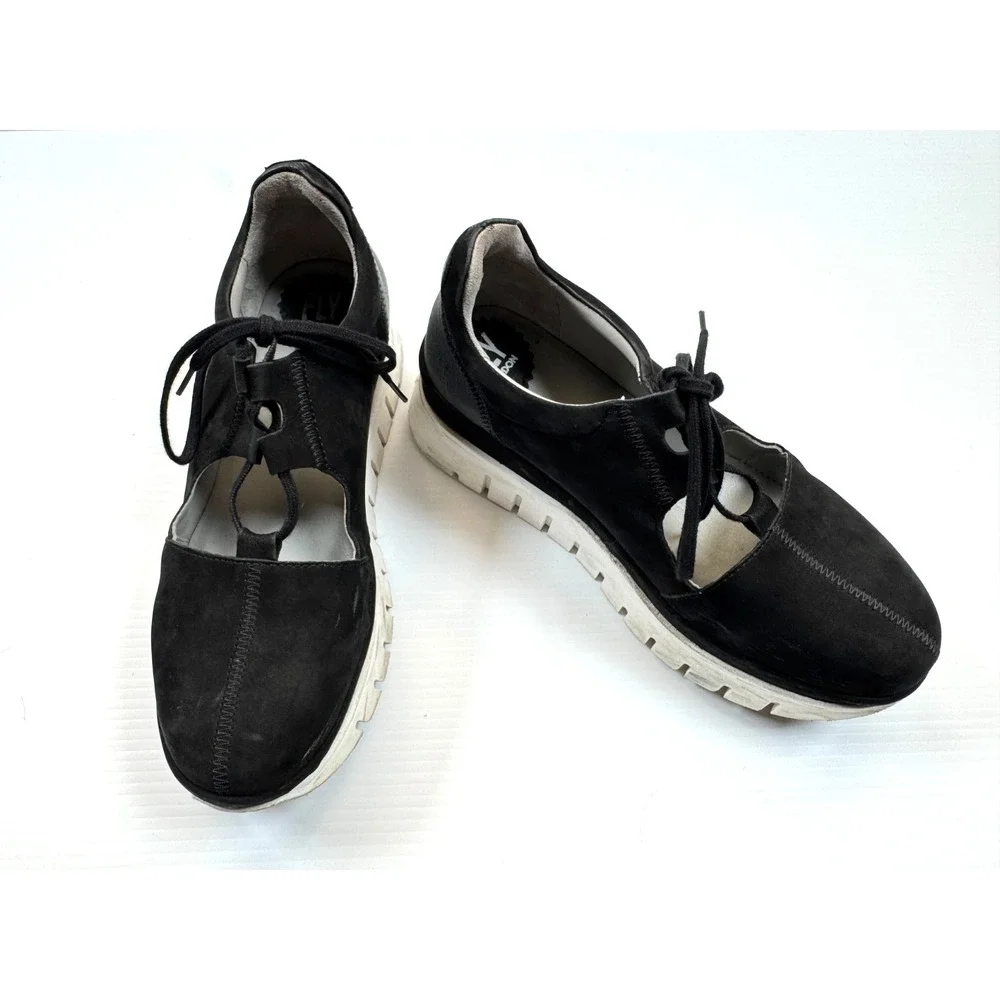 Fly London Bump Platform Wedge Sneakers Women 39 US 8-8.5  Lace Up Suede Comfort